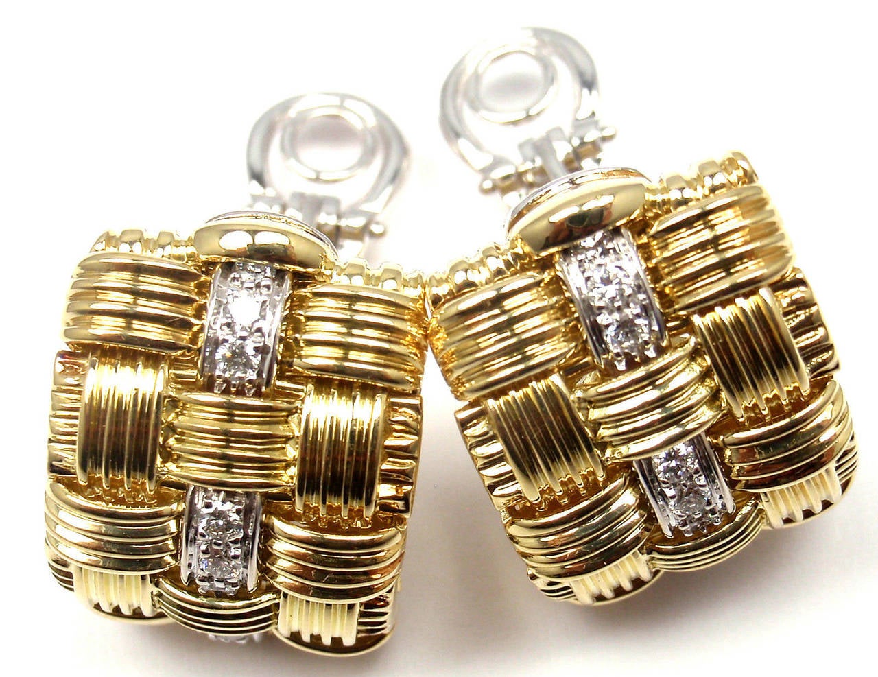 Roberto Coin Appassionata Diamond Yellow Gold Hoop Earrings 2