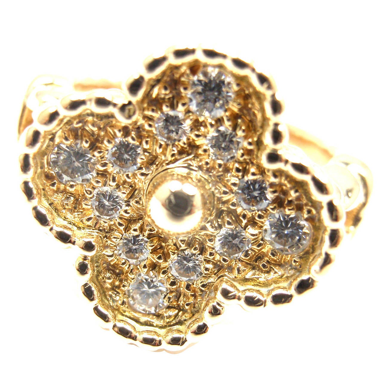 Van Cleef & Arpels Vintage Alhambra Diamond Gold Ring