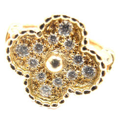 Van Cleef & Arpels Retro Alhambra Diamond Gold Ring