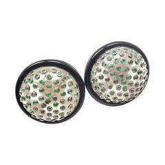 Michele Della Valle Rock Crystal Black Onyx Emerald White Gold Earrings 5