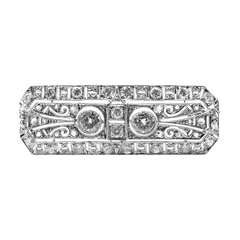 Art Deco Diamond Platinum Pin Brooch Antique Art Deco Diamond Platinum Pin Brooch