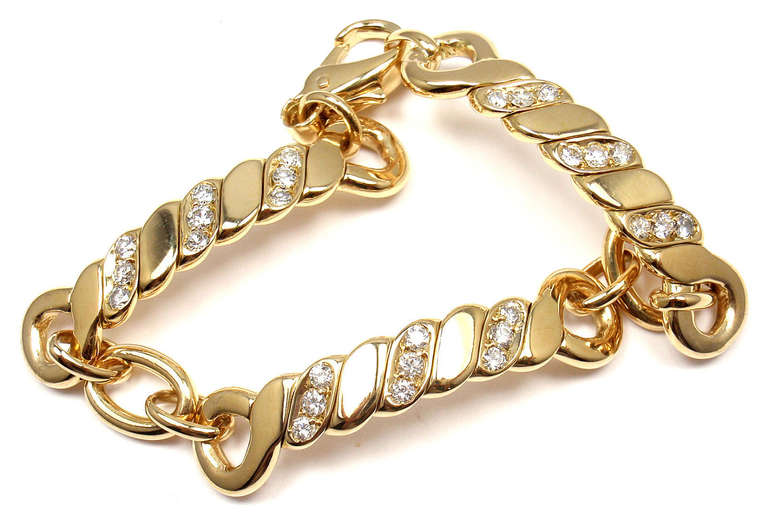 Bulgari Diamond Yellow Gold Link Bracelet In New Condition In Holland, PA