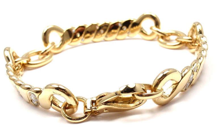 Women's Bulgari Diamond Yellow Gold Link Bracelet