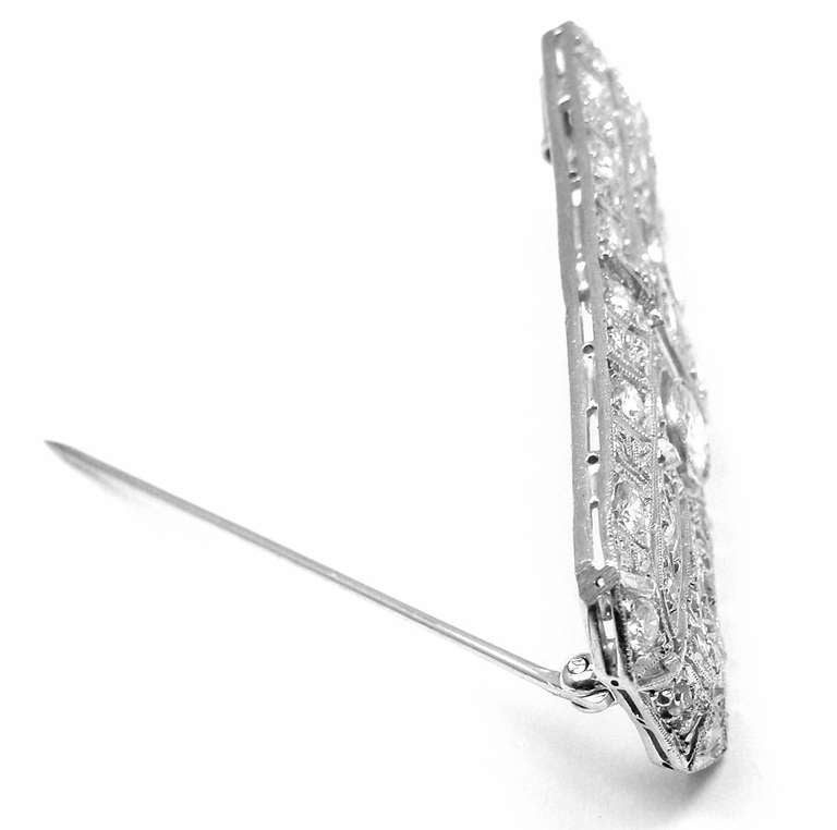 Women's Art Deco Diamond Platinum Pin Brooch
