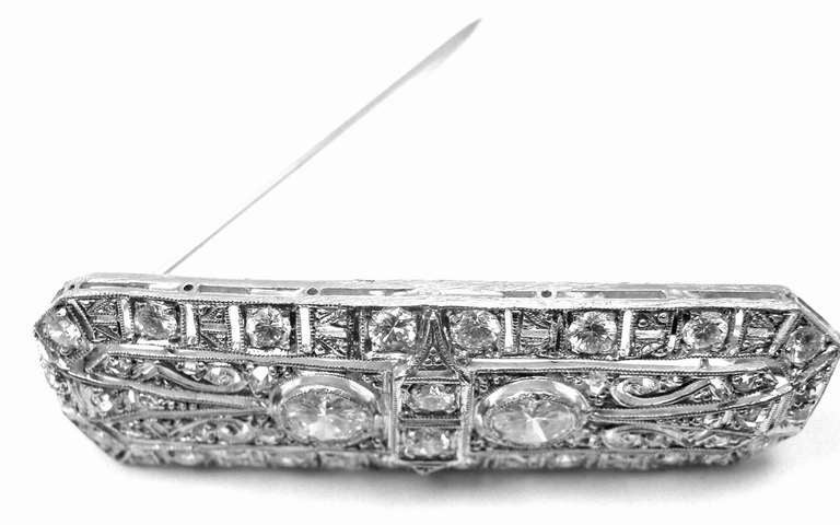 Art Deco Diamond Platinum Pin Brooch 2