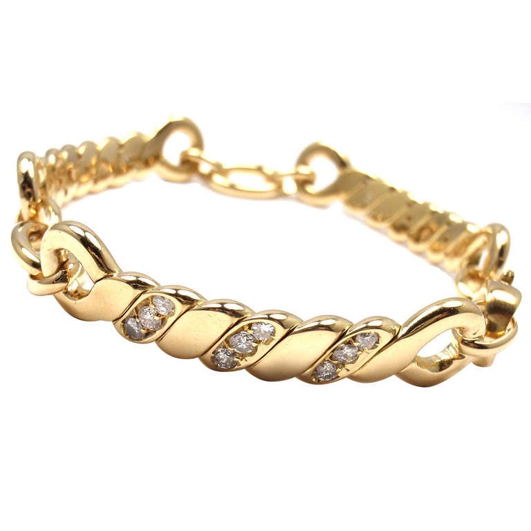 Bulgari Diamond Yellow Gold Link Bracelet