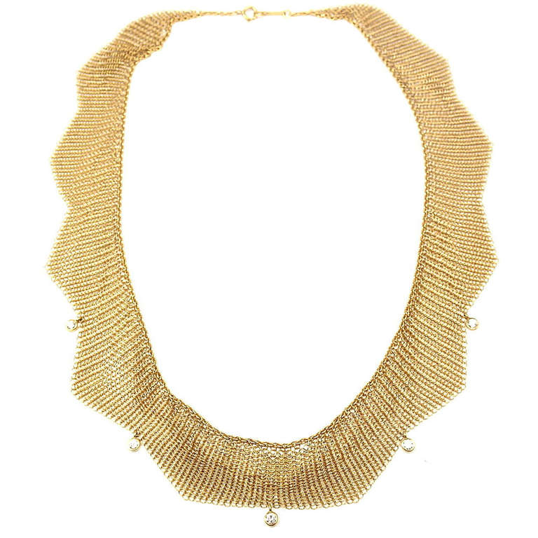 Tiffany & Co Elsa Peretti Diamond Yellow Gold Mesh Necklace