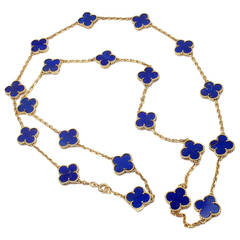 Van Cleef & Arpels Vintage Alhambra Lapis Lazuli Onyx 20 Motif Gold Necklace