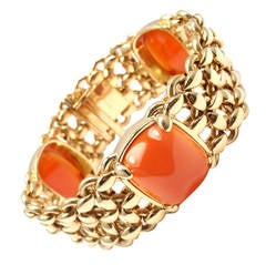 HERMES Carnelian Wide Link Yellow Gold Bracelet