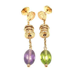 BULGARI B Zero Peridot & Amethyst Yellow Gold Earrings