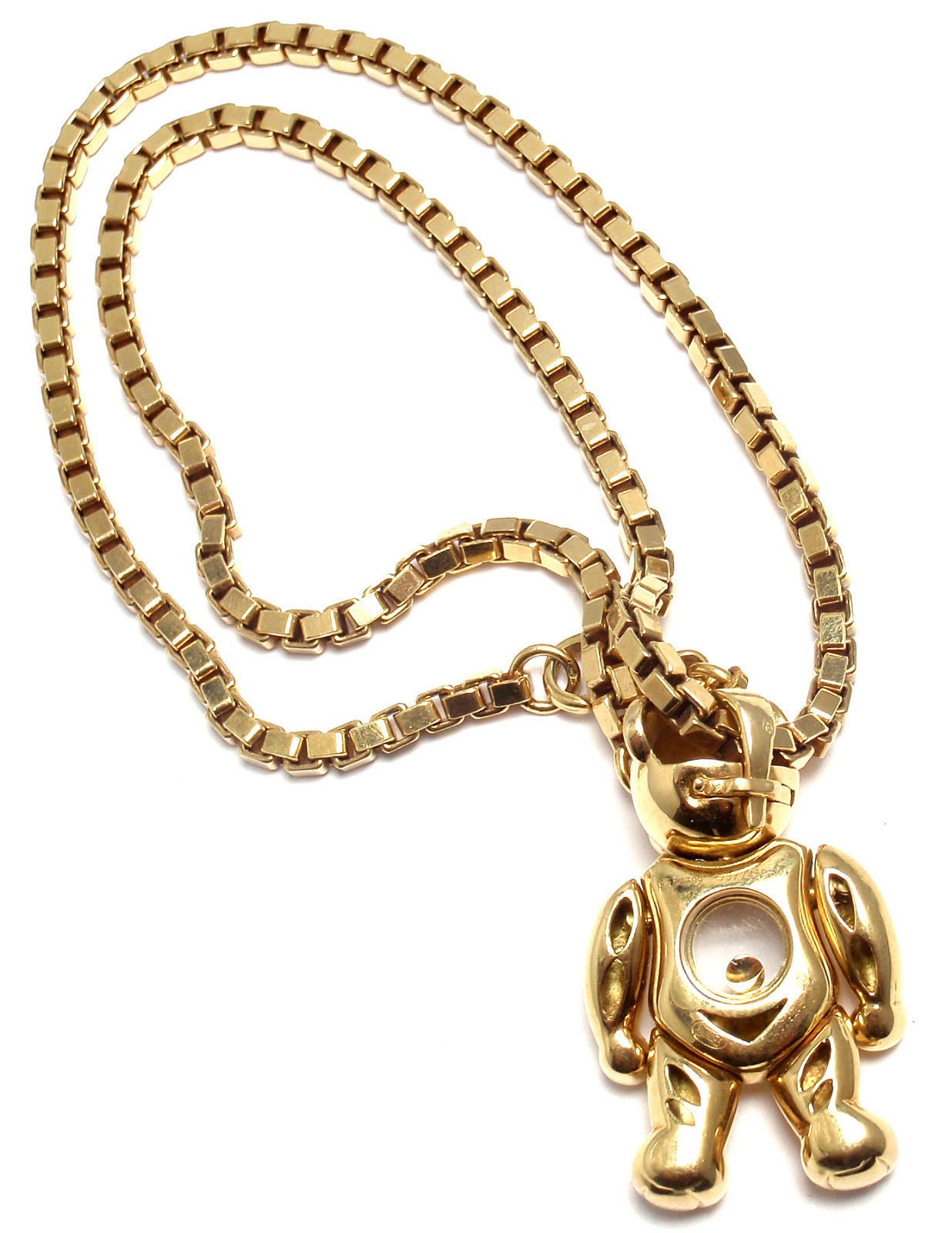Chopard Happy Diamond Large Teddy Bear Gold Pendant Necklace In New Condition In Holland, PA