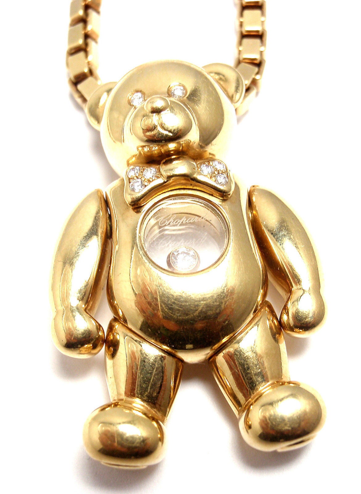 Chopard Happy Diamond Large Teddy Bear Gold Pendant Necklace at 1stDibs