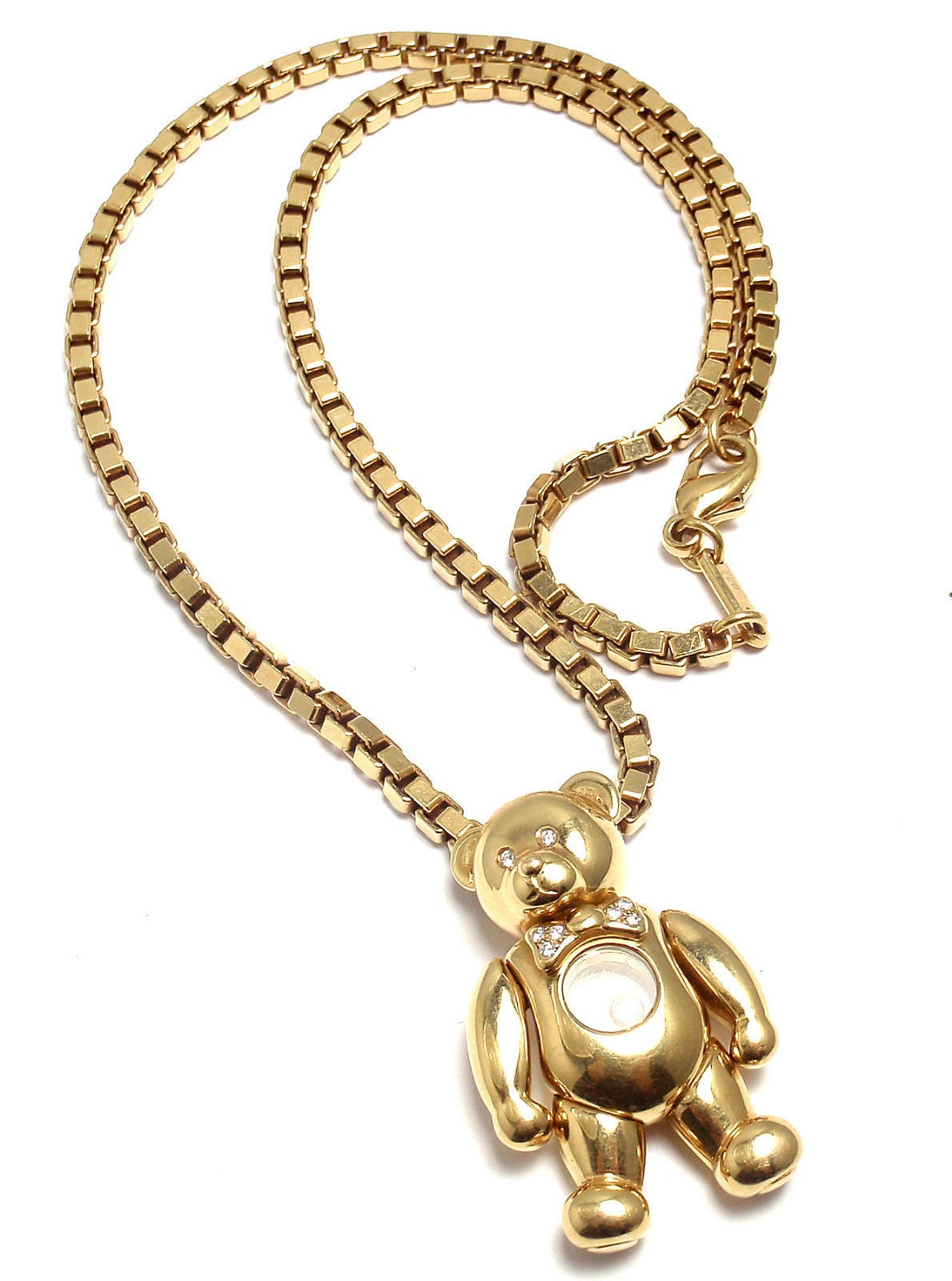 Women's Chopard Happy Diamond Large Teddy Bear Gold Pendant Necklace