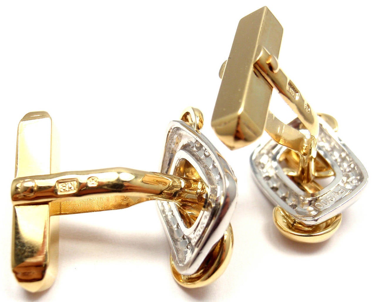 Mikimoto Diamond Gold Platinum Cufflinks 2