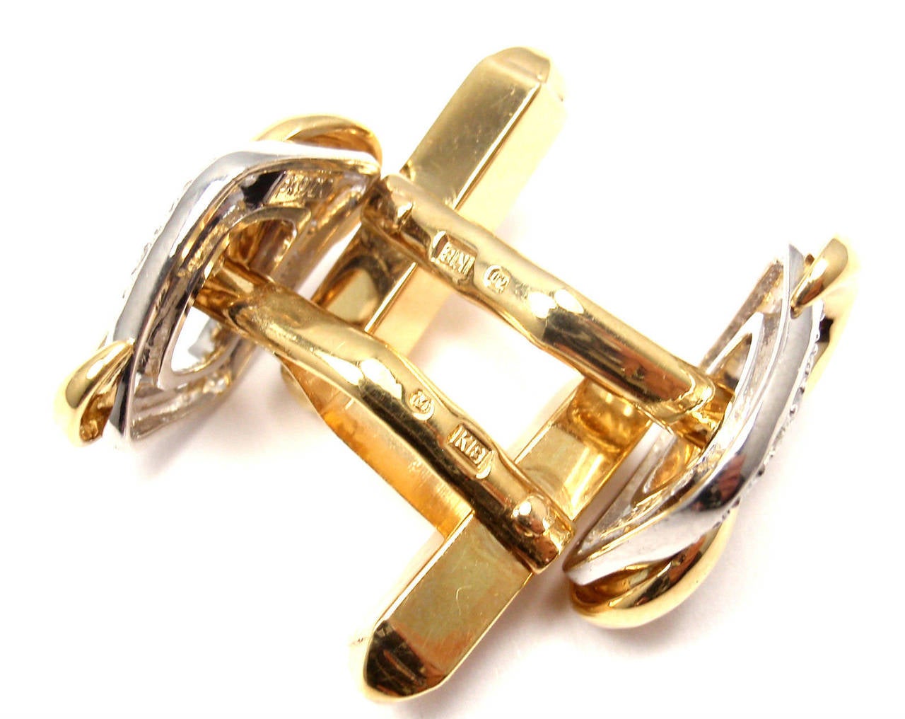 Mikimoto Diamond Gold Platinum Cufflinks 3