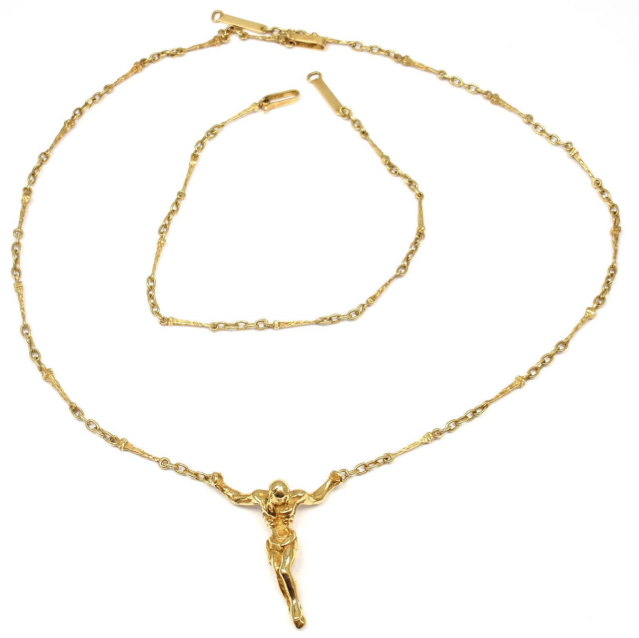 Salvador Dali Christ Saint John On The Cross Gold Bracelet Necklace Set 3