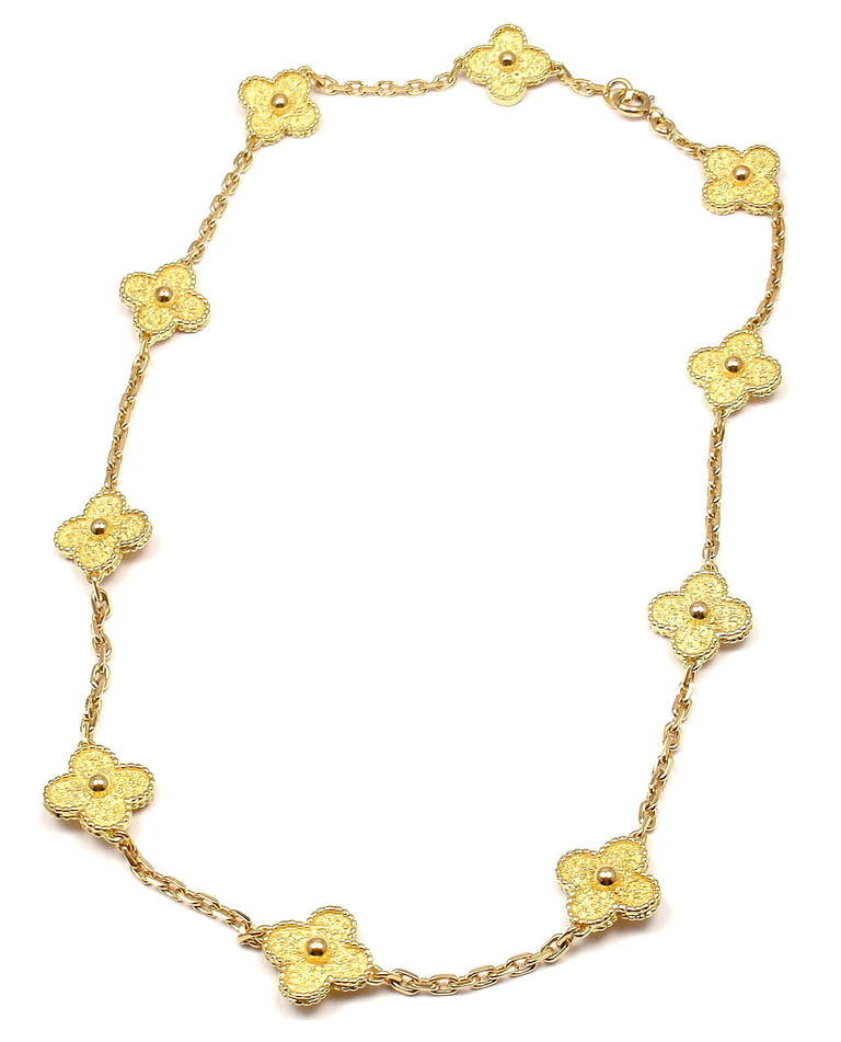 18k Yellow Gold Vintage Alhambra 10 Motif Necklace by Van Cleef & Arpels. 

Details: 
Length: 16.5