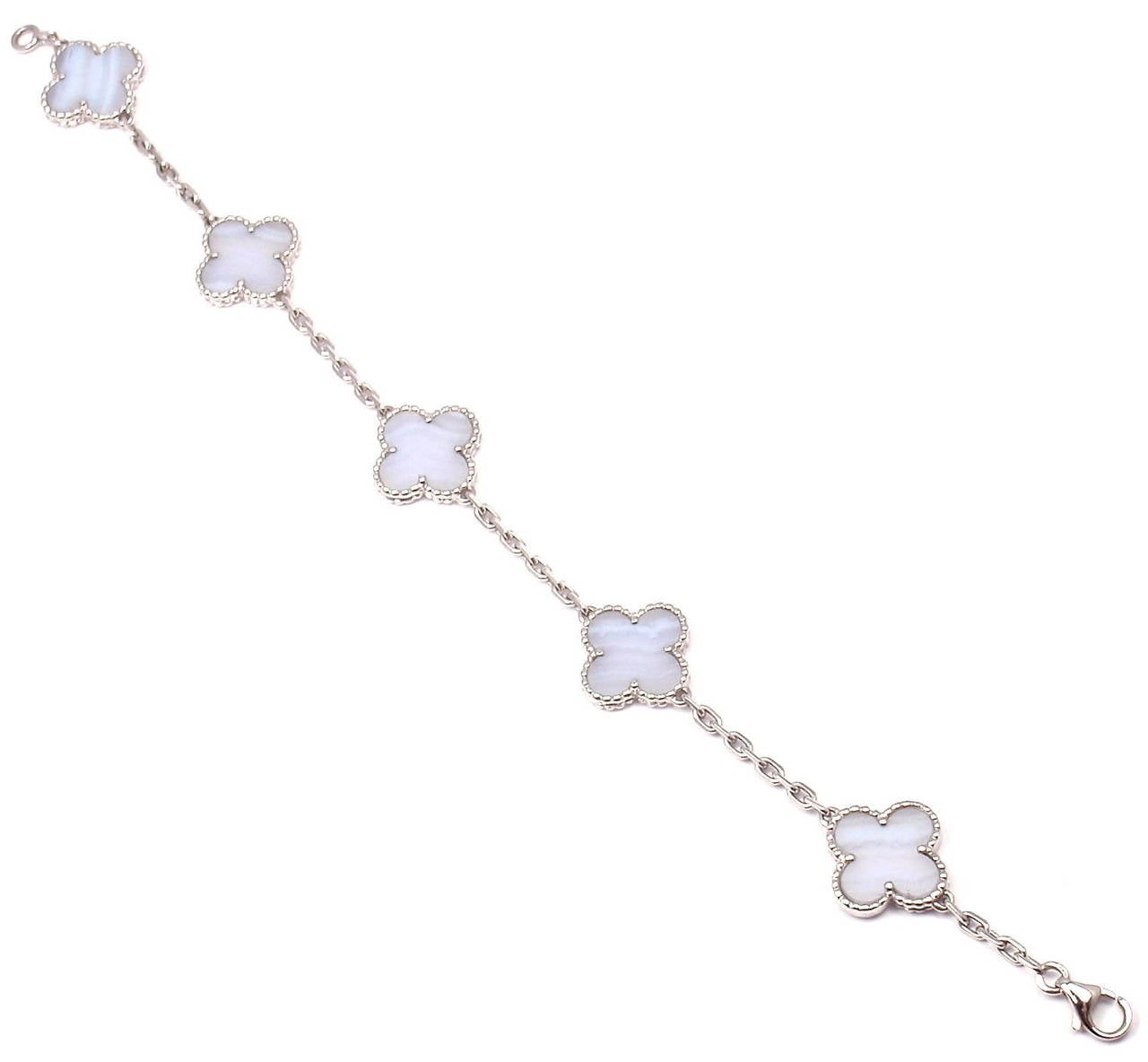 18k White Gold 5-Motif Chalcedony Bracelet by Van Cleef & Arples. 
Part of VCA's absolutely stunning 