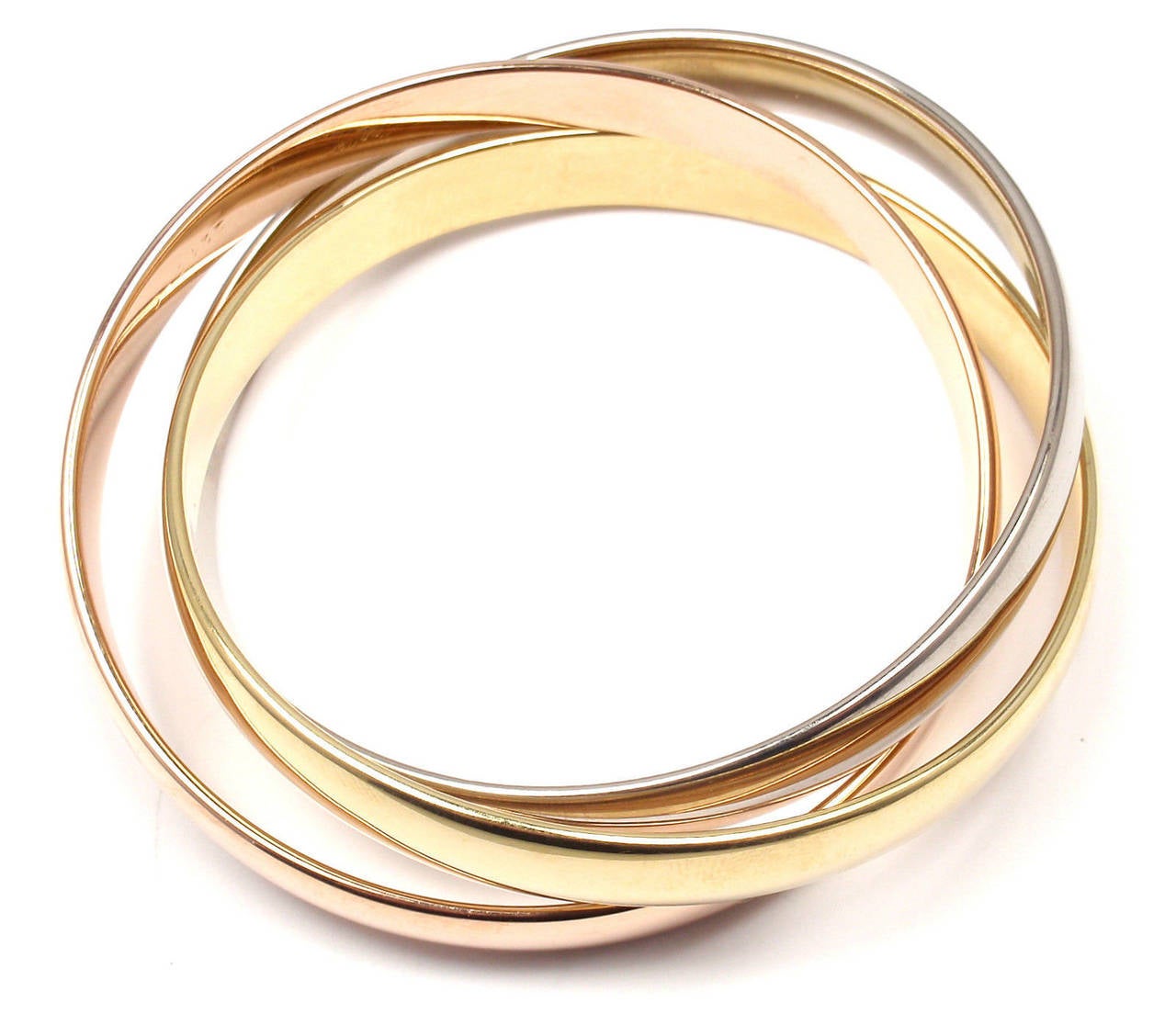 Cartier Trinity Rolling Large Model Tri-Colored Gold Bangle Bracelet 3