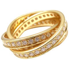 Cartier Trinity Diamond Gold Band Ring