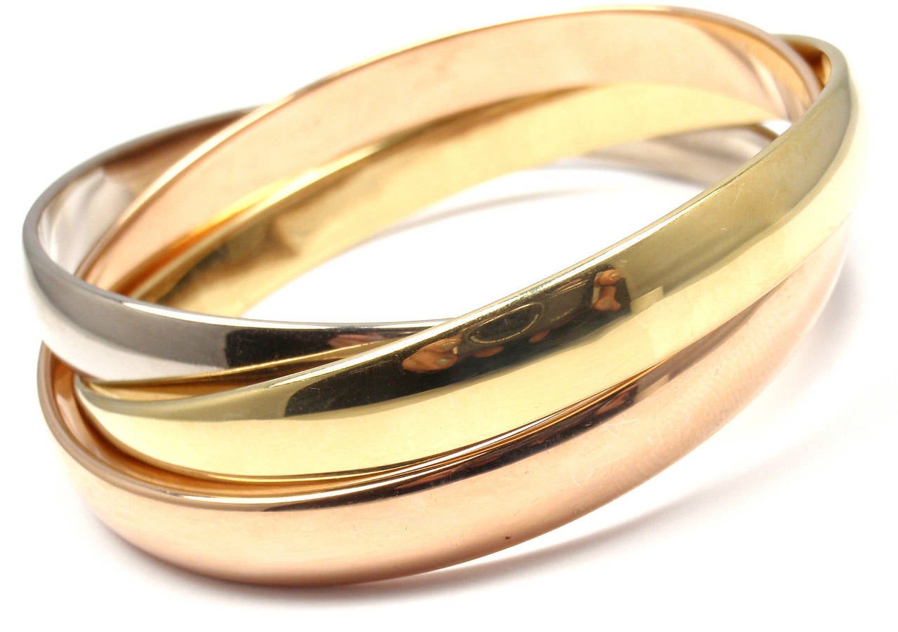 Cartier Trinity Rolling Large Model Tri-Colored Gold Bangle Bracelet 2