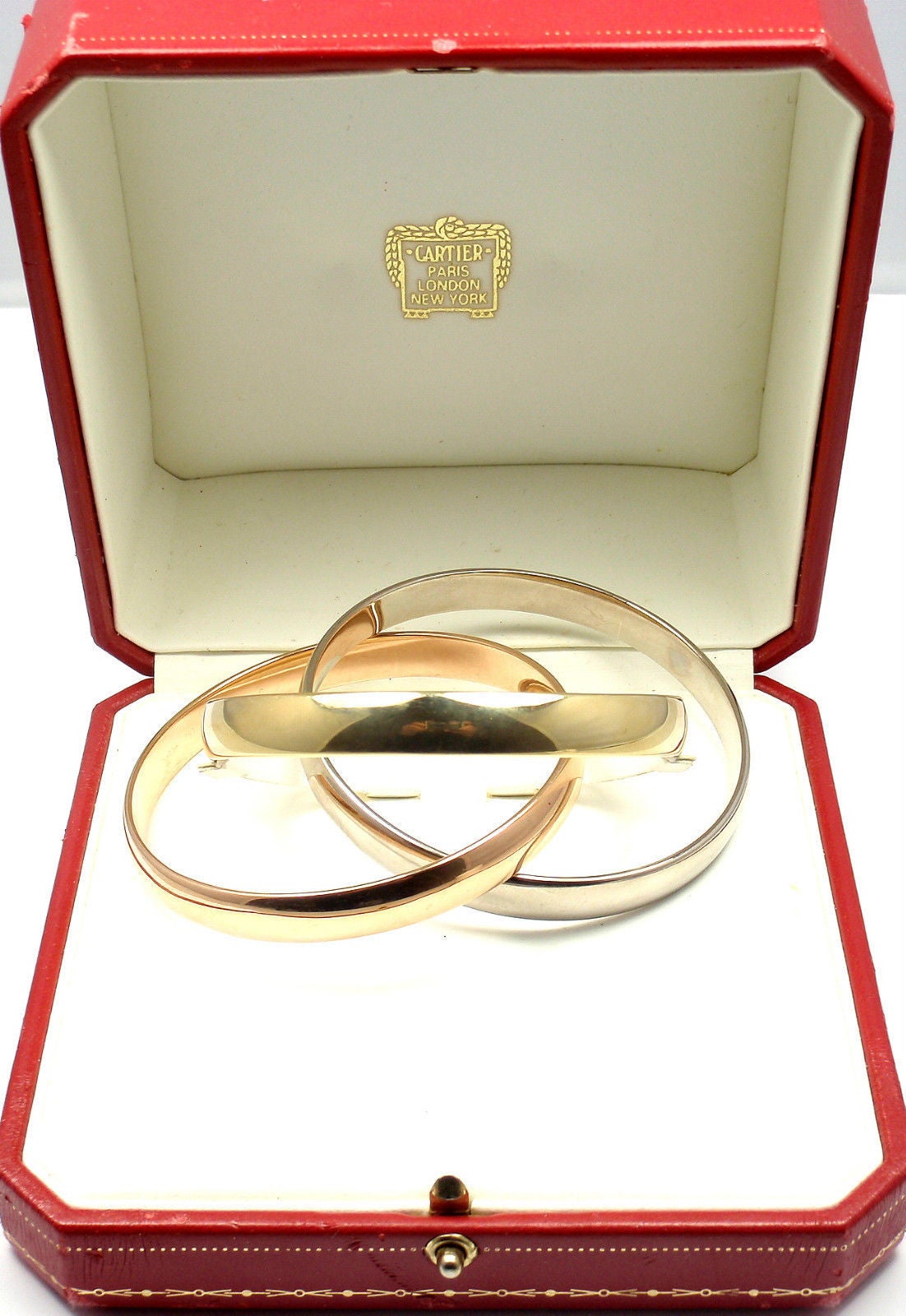 Cartier Trinity Rolling Large Model Tri-Colored Gold Bangle Bracelet 1