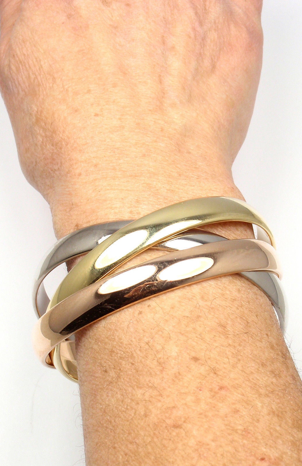 Cartier Trinity Rolling Large Model Tri-Colored Gold Bangle Bracelet 4