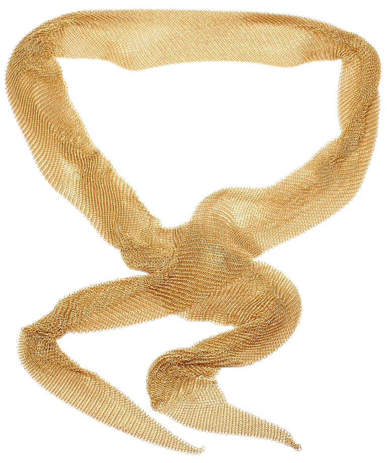 Tiffany & Company Elsa Peretti Yellow Gold Mesh Scarf Necklace 38