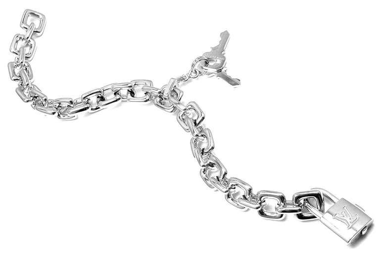 Women's or Men's Louis Vuitton White Gold Charm Large Link Bracelet