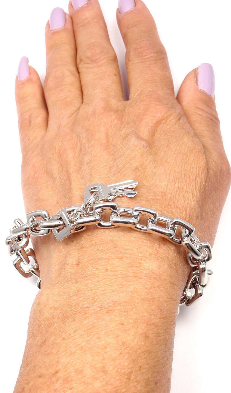 Louis Vuitton White Gold Charm Large Link Bracelet at 1stdibs