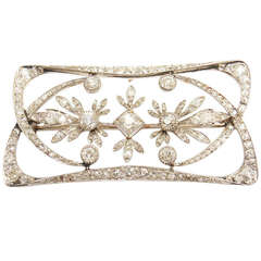 Platinum Art Deco Diamond Antique Brooch