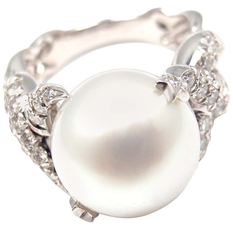 Chanel Comete White Gold Large Pearl Diamond Ring