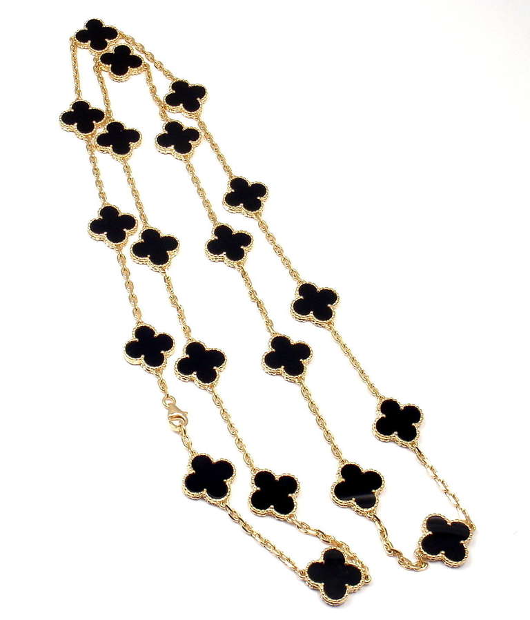 Van Cleef & Arpels Vintage Alhambra 18k Gold 20 Motif Onyx Necklace

Metal: 	18k Yellow Gold
Length: 	32