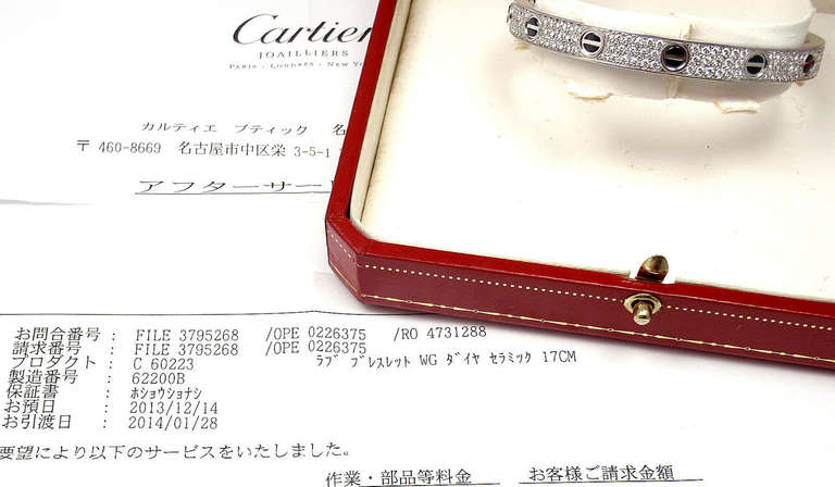 silver cartier bracelet with diamonds