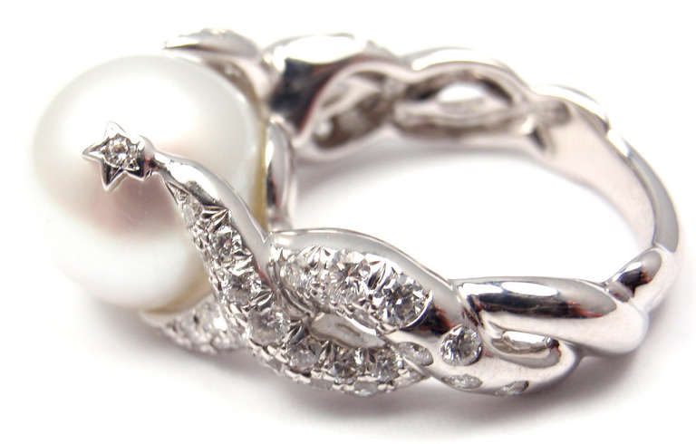 Women's Chanel Comete White Gold Large Pearl Diamond Ring