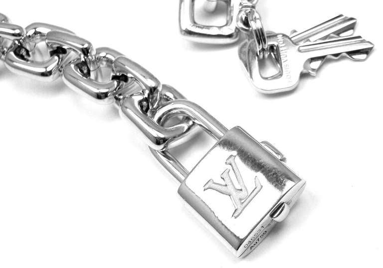 Louis Vuitton White Gold Charm Large Link Bracelet at 1stdibs