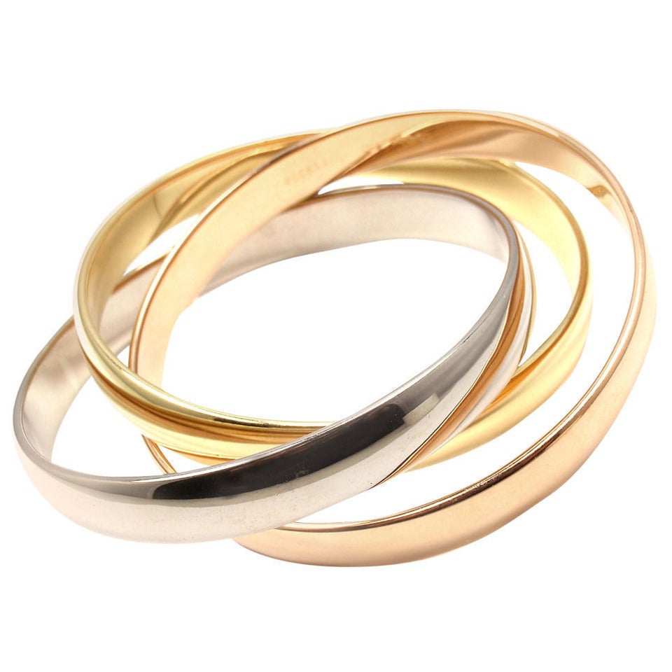 Cartier Trinity Rolling Large Model Tri-Colored Gold Bangle Bracelet