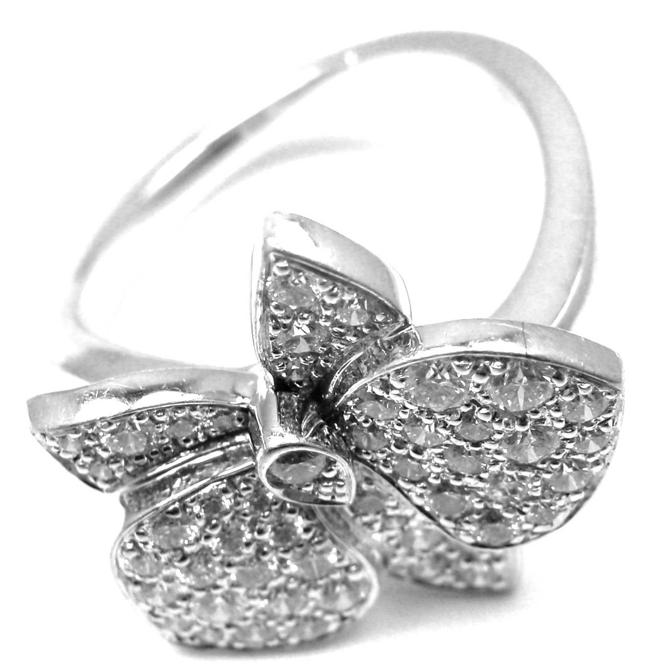 Cartier Caresse D'orchidées Orchid Flower Diamond Gold Cocktail Ring Neuf à Holland, PA