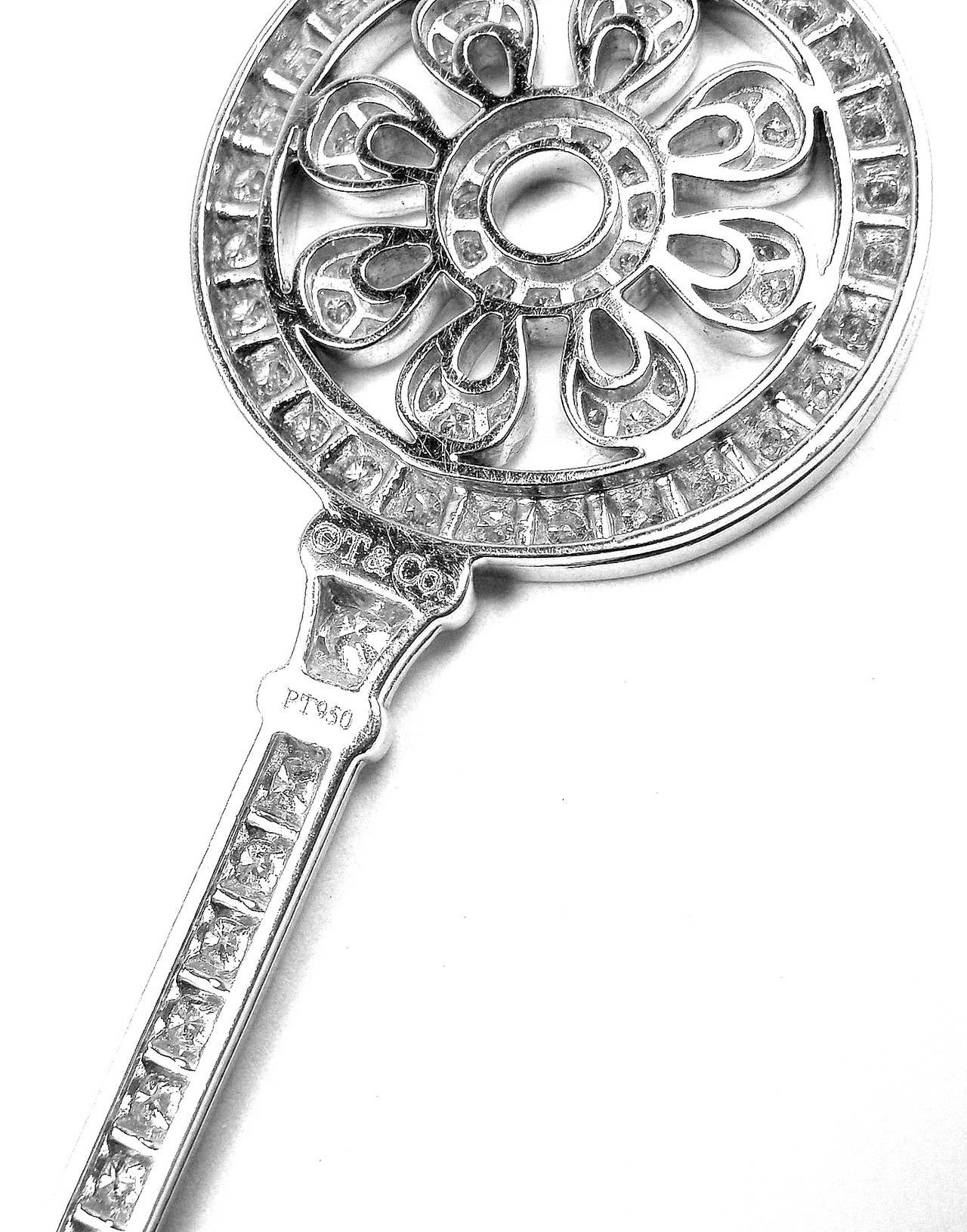 Tiffany & Co. Diamond Gold Platinum Petals Key Pendant Necklace 3