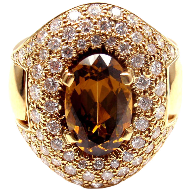 HERMES Diamond Imperial Topaz Yellow Gold Ring