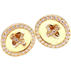 Van Cleef & Arpels Diamond Button Yellow Gold Earrings