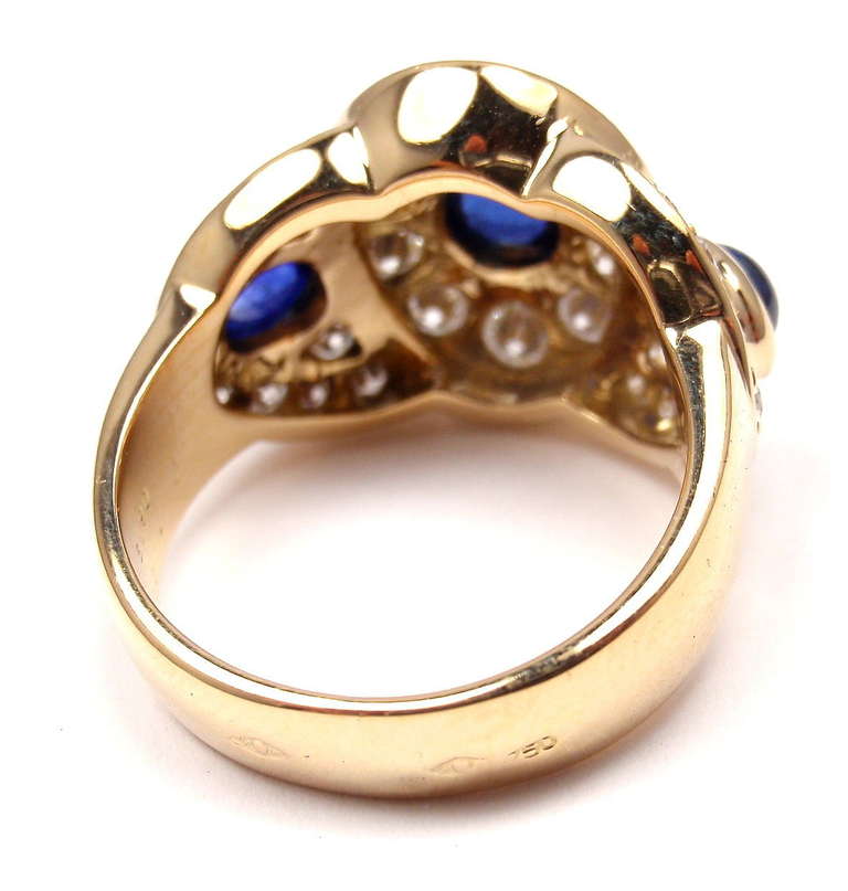 Van Cleef & Arpels Sapphire Diamond Yellow Gold Ring In New Condition In Holland, PA