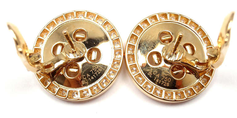 Van Cleef & Arpels Diamond Button Yellow Gold Earrings 1