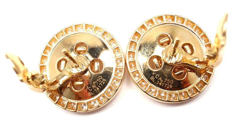 Van Cleef & Arpels Diamond Button Yellow Gold Earrings 2