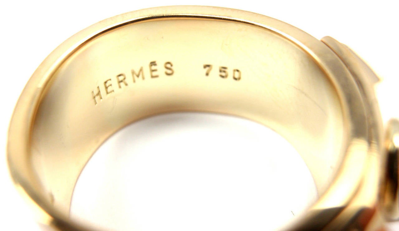 HERMES Collier De Chien Enamel Yellow Gold Ring 2