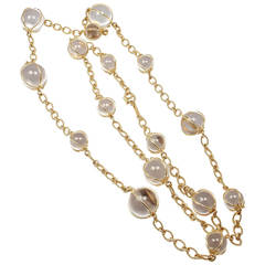 Verdura Rock Crystal Bubbles Gold Station Necklace