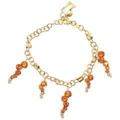 Pasquale Bruni Ray Sun Citrine Diamond Gold Link Bracelet 12
