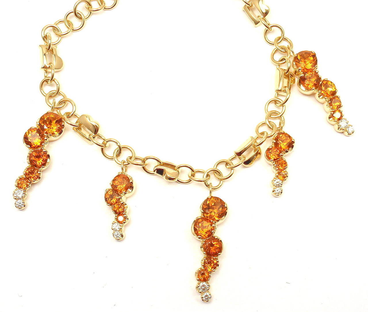 Women's Pasquale Bruni Ray Sun Citrine Diamond Gold Link Bracelet