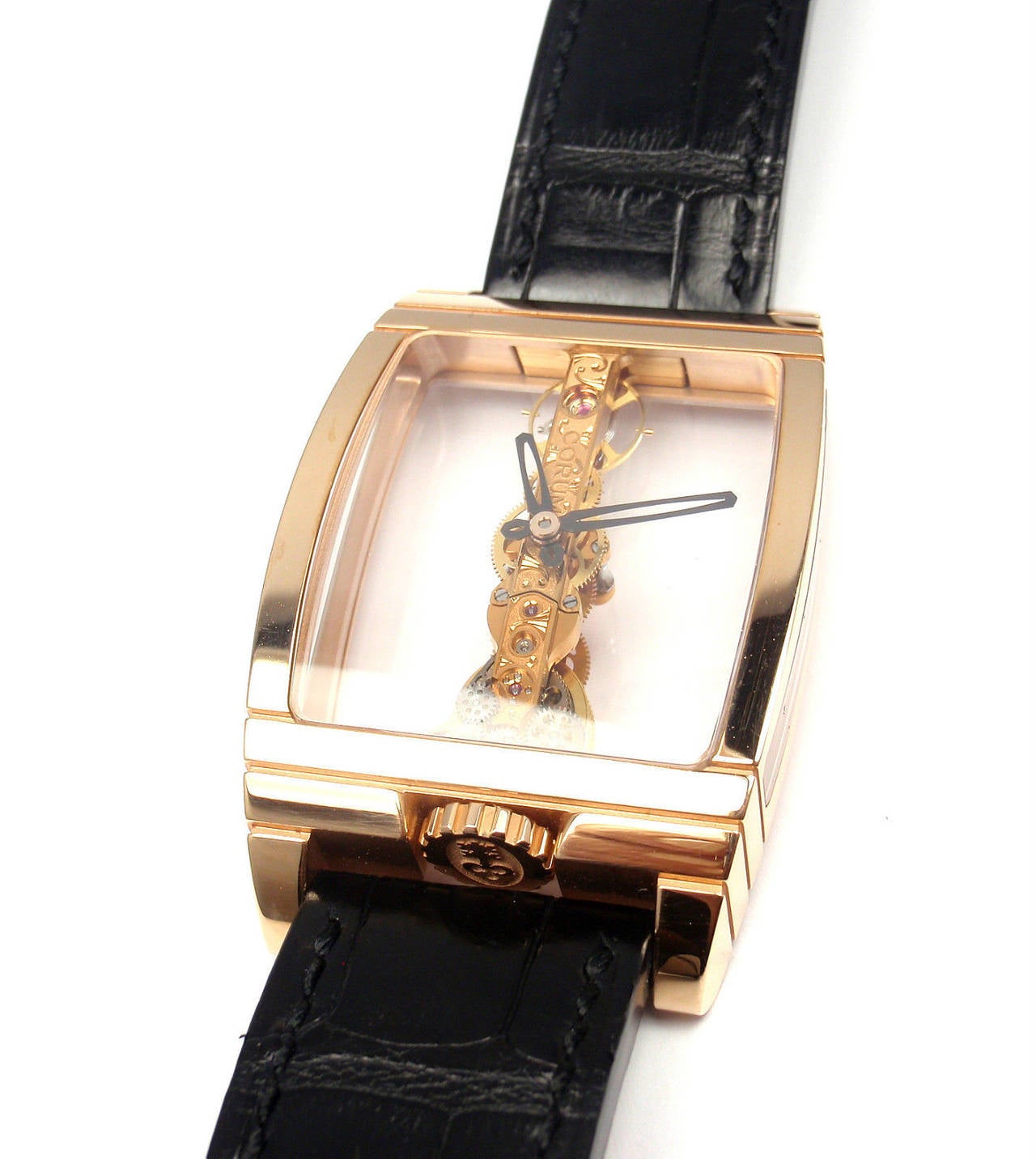 Corum Rose Gold Golden Bridge Wristwatch Ref 113.750.55 2