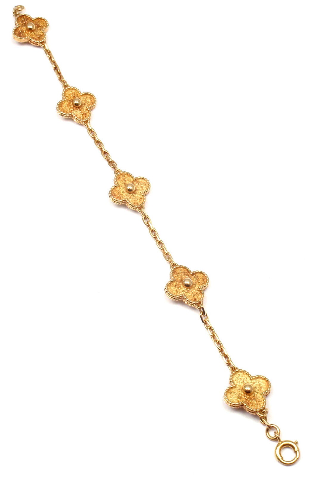 18k Yellow Gold Vintage Alhambra Yellow Gold Bracelet by Van Cleef & Arpels. With five Motifs made out of 18k Yellow Gold. 

Details: 
Length: 7